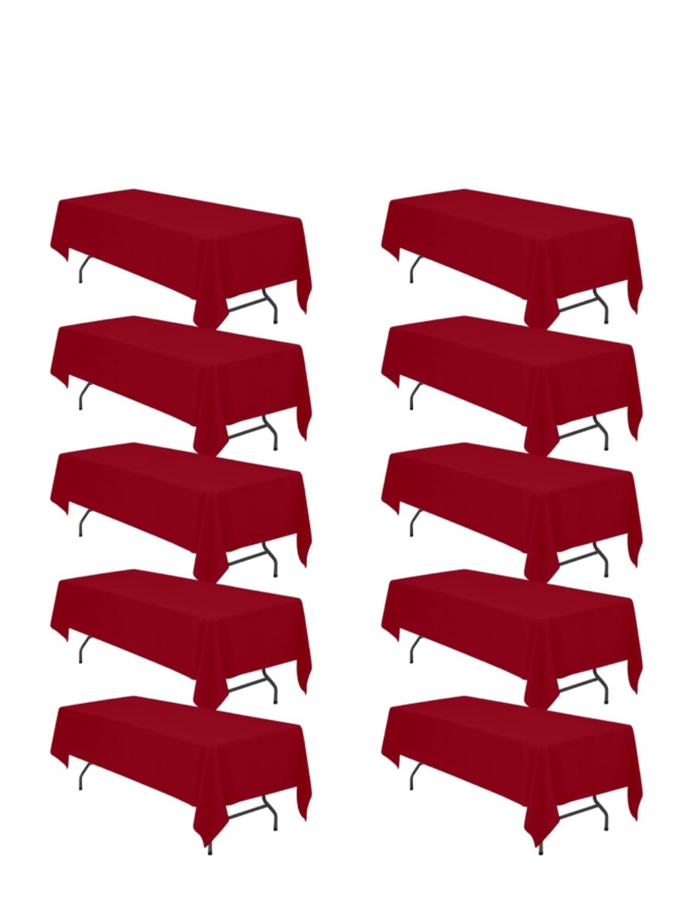 BURGUNDY Tablecloth Water Stain Wrinkle Resistant RECTANGULAR 60x126” (10-pack)